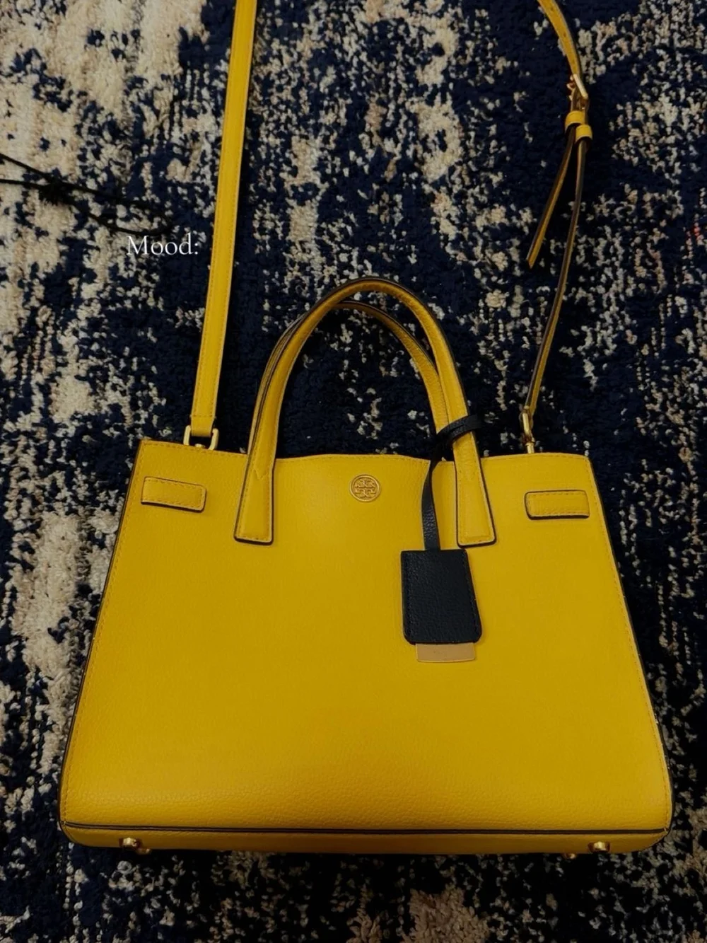 Tory Burch Yellow Leather Satchel with Black Tag
